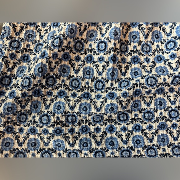 LOFT Blue Floral Puff Sleeve Tie Neck Blouse XS Cottagecore Boho - Picture 2 of 7